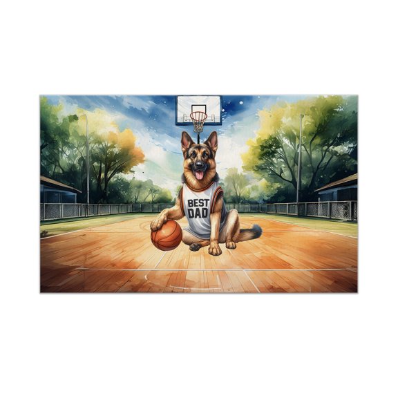 Happy Father's Day German Shepherd Playing Basketball with Best Dad Jersey Doormat Alsatian Dog Lover Gifts Indoor Outdoor Welcome Mat - 13006