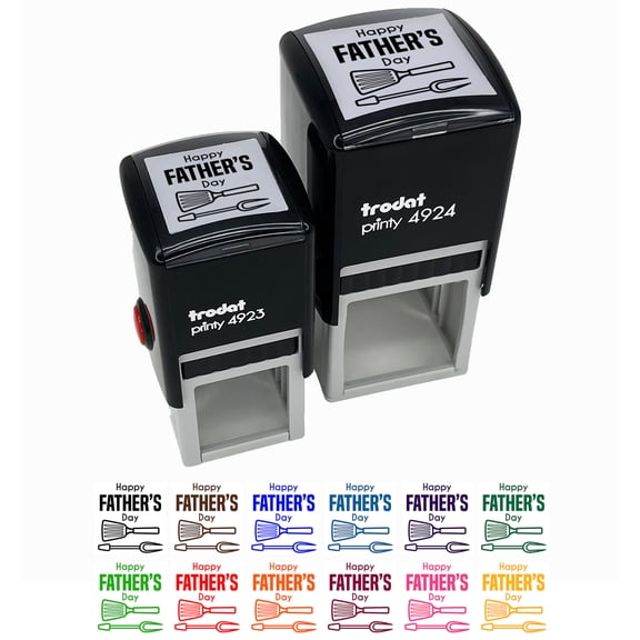 Happy Father's Day Grill BBQ Self-Inking Rubber Stamp Ink Stamper - Blue Ink - Small 1 Inch