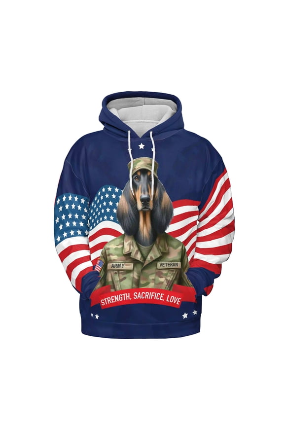 Happy Father's Day Honoring Veterans Afghan Hound in Army Uniform All Over Print 3D Hoodie Unisex Merch Hoodies Dog Lover - 13007