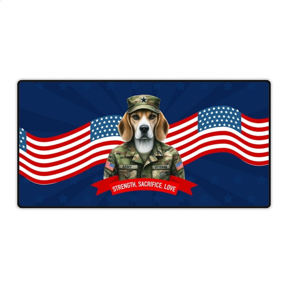Happy Father's Day Honoring Veterans Beagle in Army Uniform Desk Mat Full Keyboard Mouse Pad Beagles Dog Lover Gifts Idea Large Mousepad - 13007