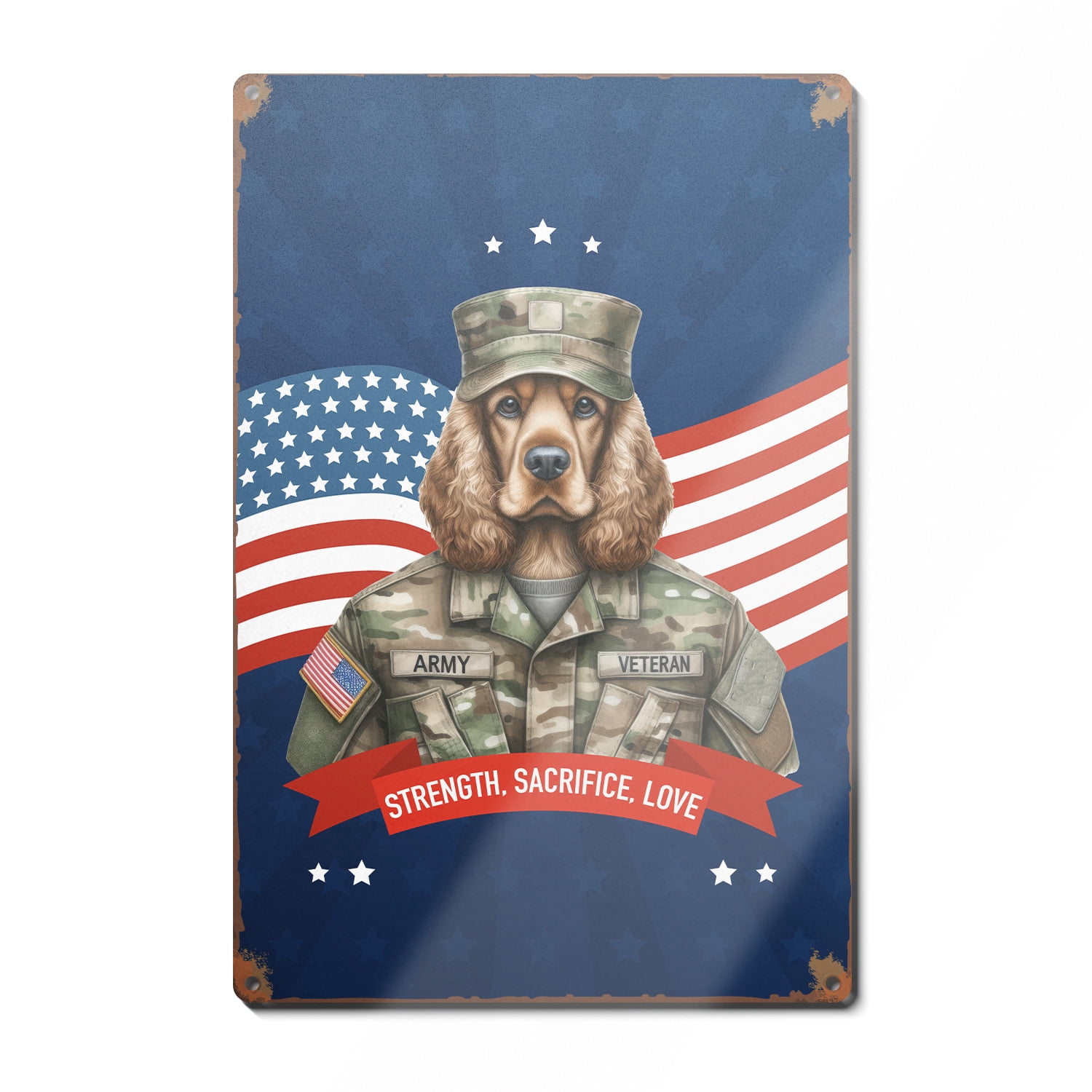 Happy Father's Day Honoring Veterans Cocker Spaniel in Army Uniform ...