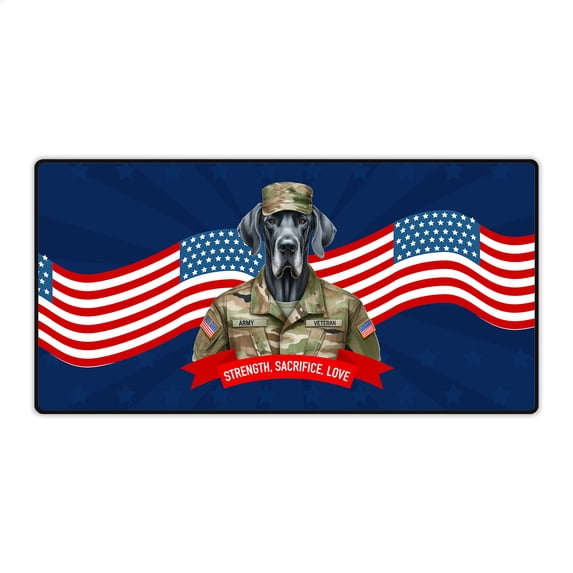 Happy Father's Day Honoring Veterans Great Dane in Army Uniform Desk Mat Full Keyboard Mouse Pad Danes Dog Lover Gifts Large Mousepad - 13007