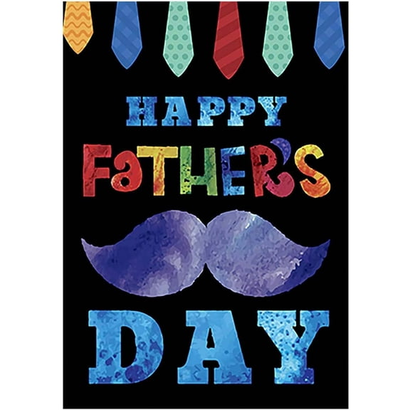 Happy Father''s Day House Flag Double sided Colorful Tie and Mustache Yard Outdoor Decoration 28x40 Inch
