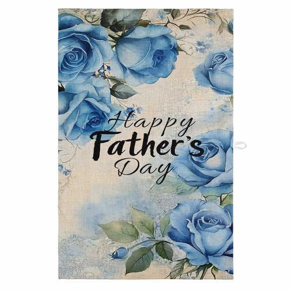Happy Father's Day Kitchen Towels, Absorbent Microfiber Kitchen Dish Hand Tea Bath Towel, Blue Spring Floral Vintage Quick Dry Cleaning Cloth Dishclothes Decorative Sets, (1-PC, 18x28)