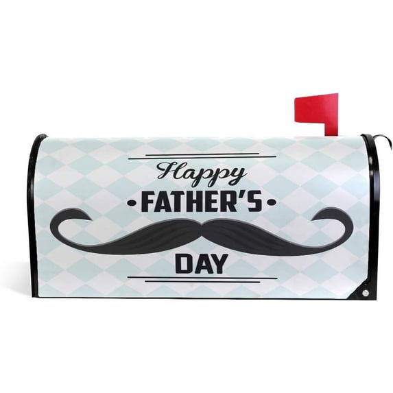 Happy Father''s Day Plaid Pattern Magnetic Mailbox Cover MailWraps Garden Yard Home Decor for Outdoor Standard Size-18"x 20.8"