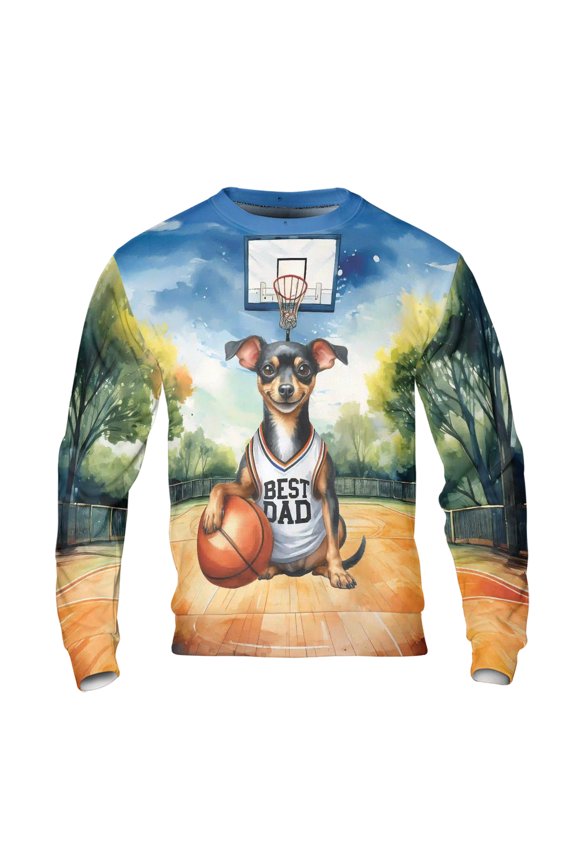 Happy Father's Day Rat Terrier Playing Basketball with Best Dad Jersey All Over Print 3D Sweatshirt Unisex Merch Ratty Dog Lover - 13006
