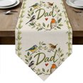 thumbnail image 1 of Happy Father's Day Table Runner Linen Burlap Table Runner 72 Inches Long Summer Botanical Leaves Birds Dresser Scarves for Kitchen Island Coffee Dining Room Party Wedding Holiday Decoration 18"x72", 1 of 8
