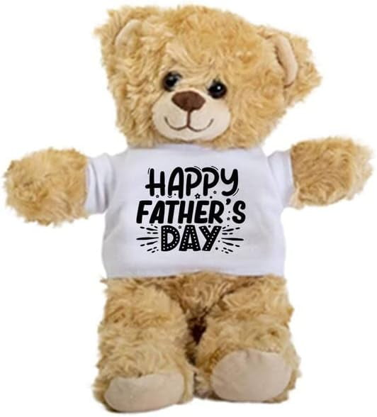 Happy Father's Day Teddy Bear, Dad Gift, Gift Stuffed Animal, Plush Teddy Bear with Tee, Welcoming Baby Gift, Gift for Her, Newborn, Birthday Christmas Basket Gift Idea