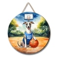 thumbnail image 1 of Happy Father's Day Whippet Playing Basketball with Best Dad Jersey Round Wood Sign Dog Lover Hanging Wall Home Decor - 13006, 1 of 5