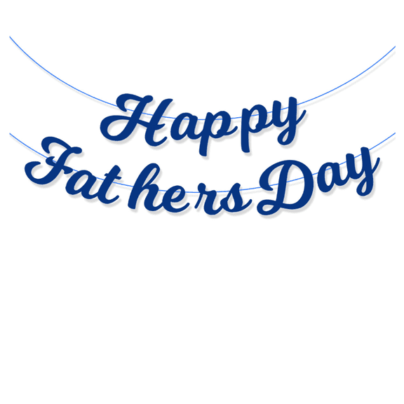 Happy Fathers Day Banner, Blue, Cursive Script Style, Party Decoration