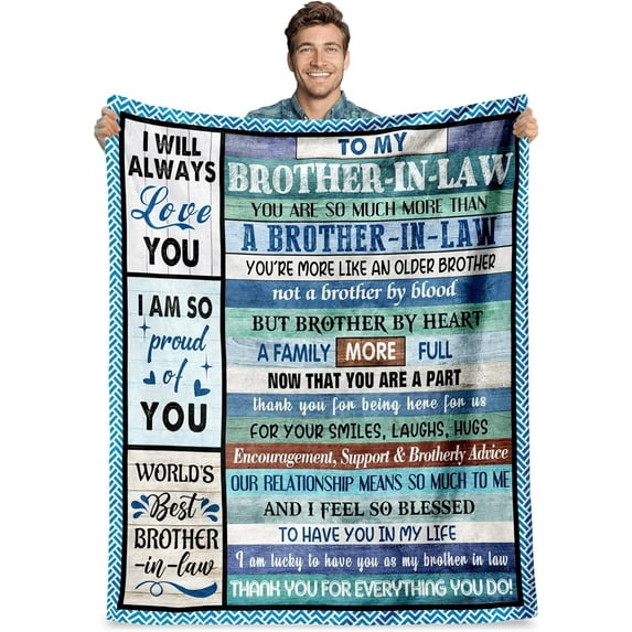 Happy Fathers Day Brother in Law Gift, Throws for Brother in Law Adult, Best Brother in Law Gifts, Cool Birthday Gifts for Brother in Law, Brother in Law Wedding Gift Blanket 60" X 50"