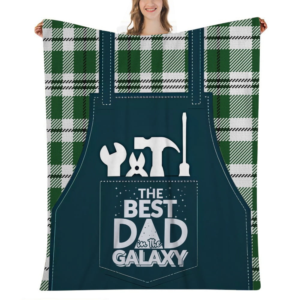 Happy Fathers Day Cute Pattern Blanket Soft Cozy Portable Fuzzy Throw