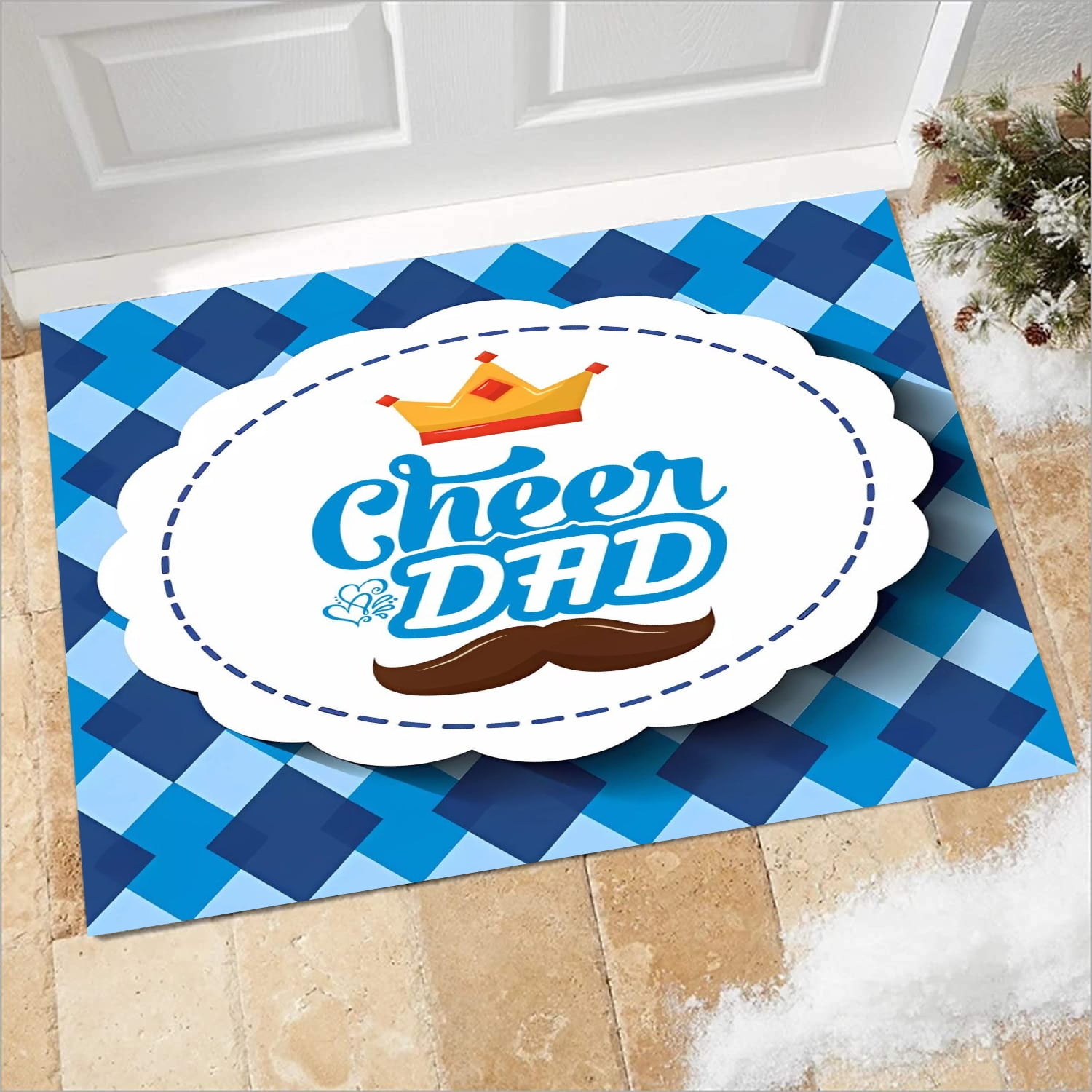 Happy Fathers Day Doormat Rugs Farmhouse Layered Door Perfect for Front