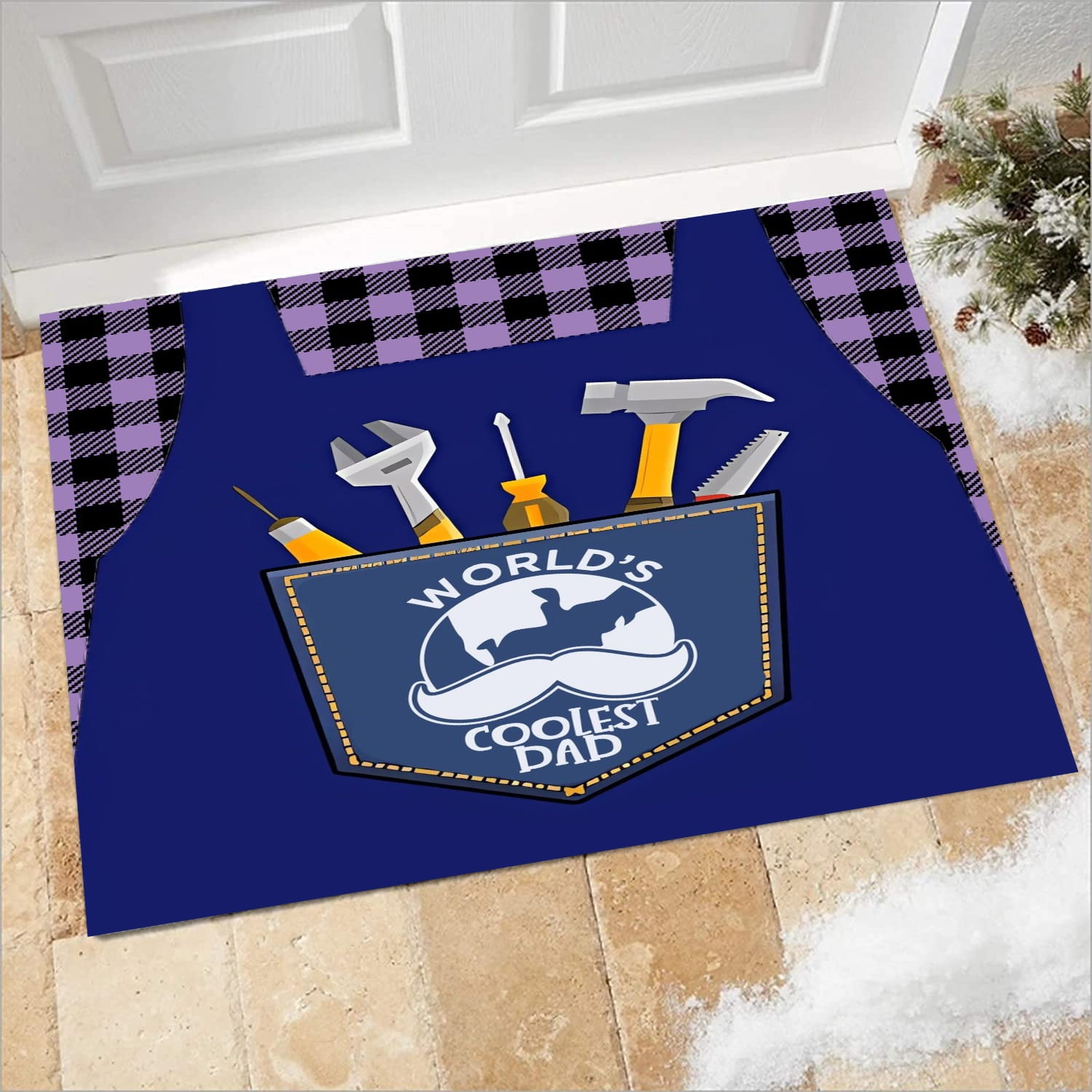 Happy Fathers Day Doormat Rugs Farmhouse Layered Door Perfect for Front