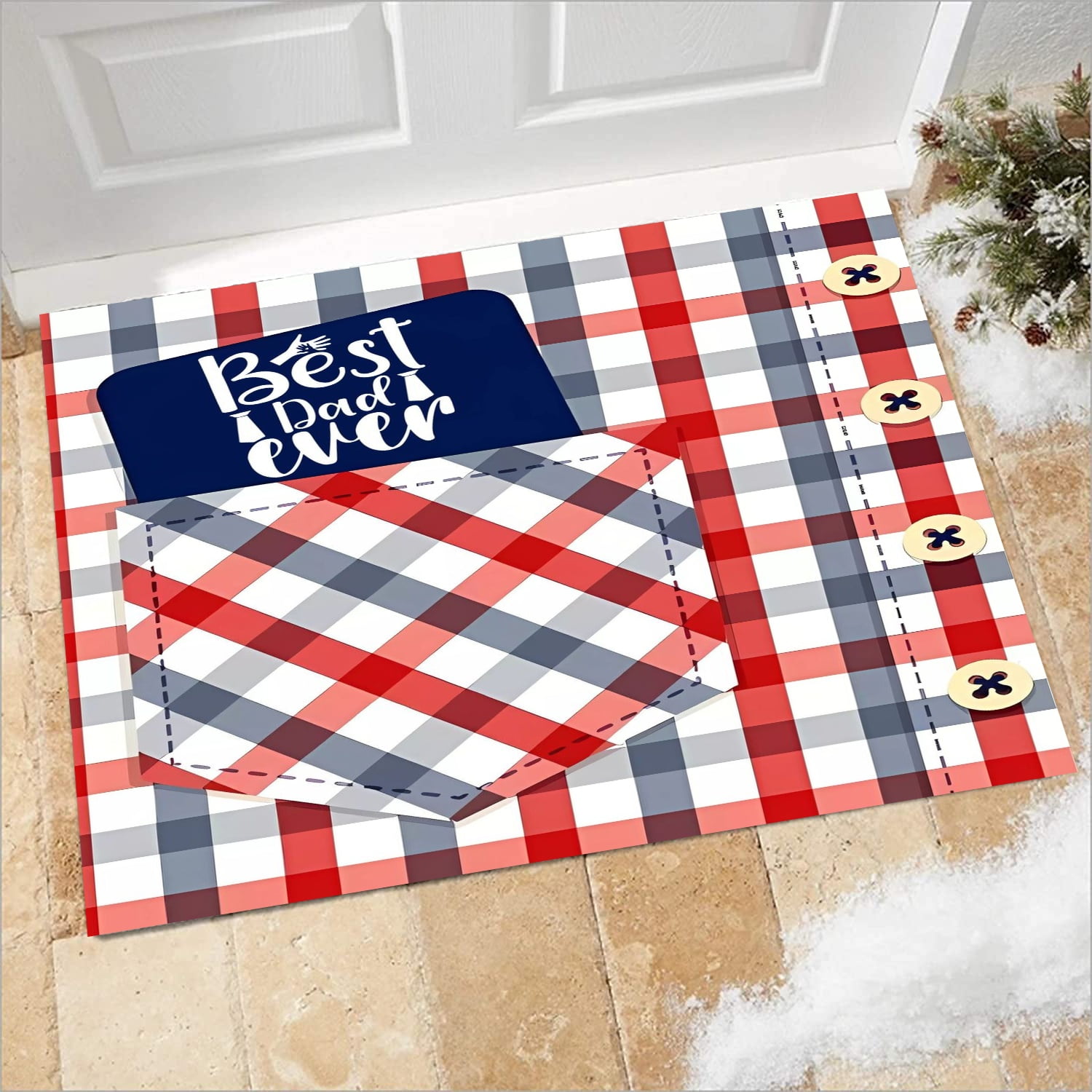 Happy Fathers Day Doormat Rugs Farmhouse Layered Door Perfect for Front