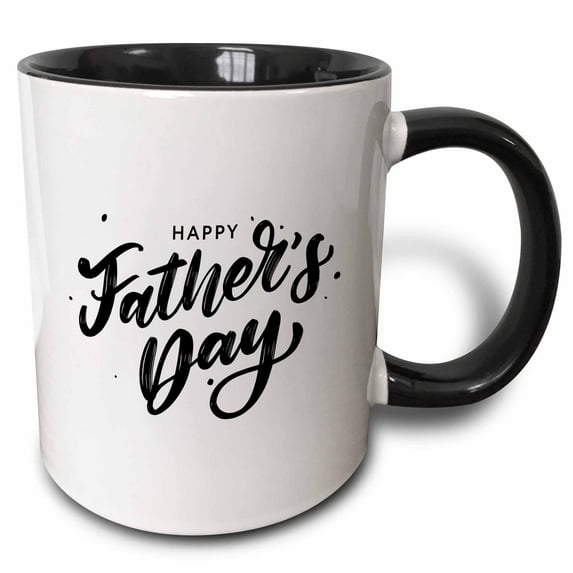 3drose, Happy Fathers Day Greetings Gift for Dad, 11oz Two-tone Black Mug