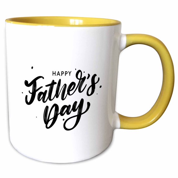 3drose, Happy Fathers Day Greetings Gift for Dad, 11oz Two-tone Yellow Mug