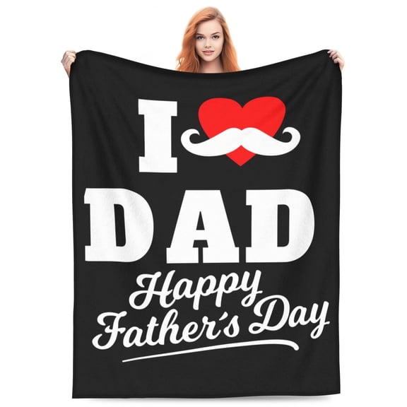 Happy Fathers Day I Love Dad Blanket Soft and Warm Cozy Flannel Lightweight Throw Blanket for Couch Sofa Bed 50x40