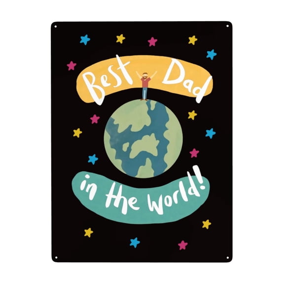 Happy Fathers Day I Love Dad Metal Sign Decor Tin Hanging Picture Wall Decoration 12x16 Inches