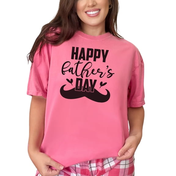 Happy Fathers Day T-Shirt, Fun Graphic Tee, Fathers Day Gift, Mustache Design Shirt, Casual Wear, Gift for Dad, Fathers Day Apparel, Crunchberry Comfort Colors T-Shirt, 3XL