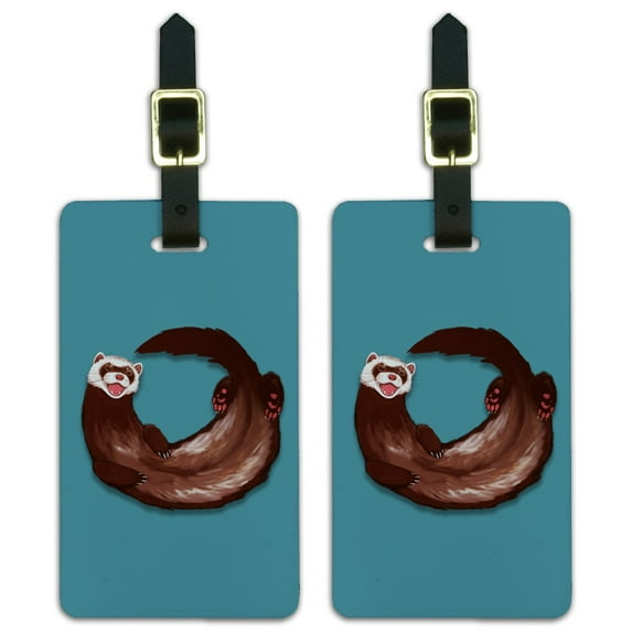 Happy Ferret Luggage ID Tags Suitcase Carry-On Cards - Set of 2