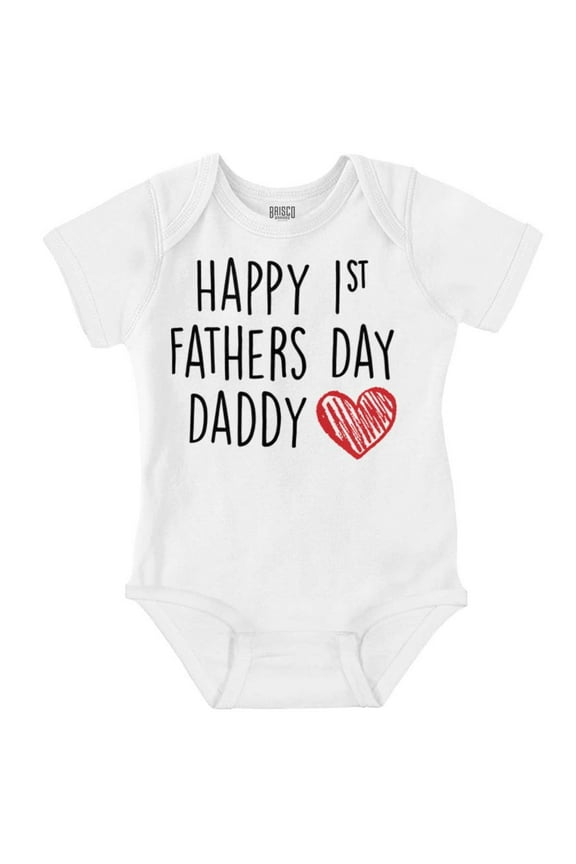Happy First 1st Fathers Day Heart Romper Boys or Girls Infant Baby Brisco Brands 12M