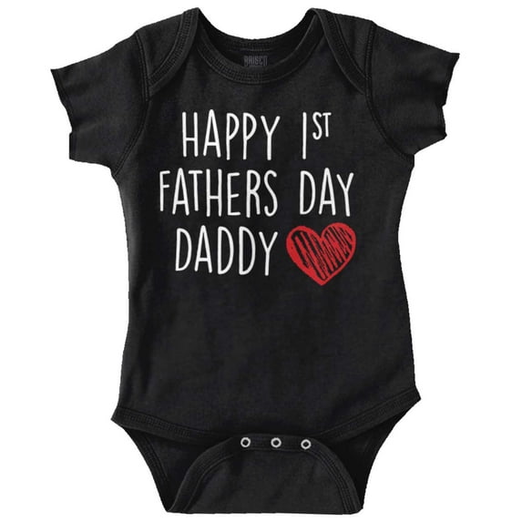 Happy First 1st Fathers Day Heart Romper Boys or Girls Infant Baby Brisco Brands 18M