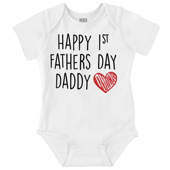 Happy First 1st Fathers Day Heart Romper Boys or Girls Infant Baby Brisco Brands 6M