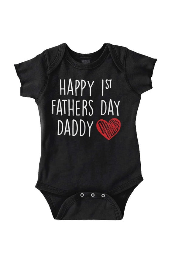 Happy First 1st Fathers Day Heart Romper Boys or Girls Infant Baby Brisco Brands NB