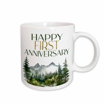 3drose, Happy First Anniversary Forest Scene, 11oz Mug