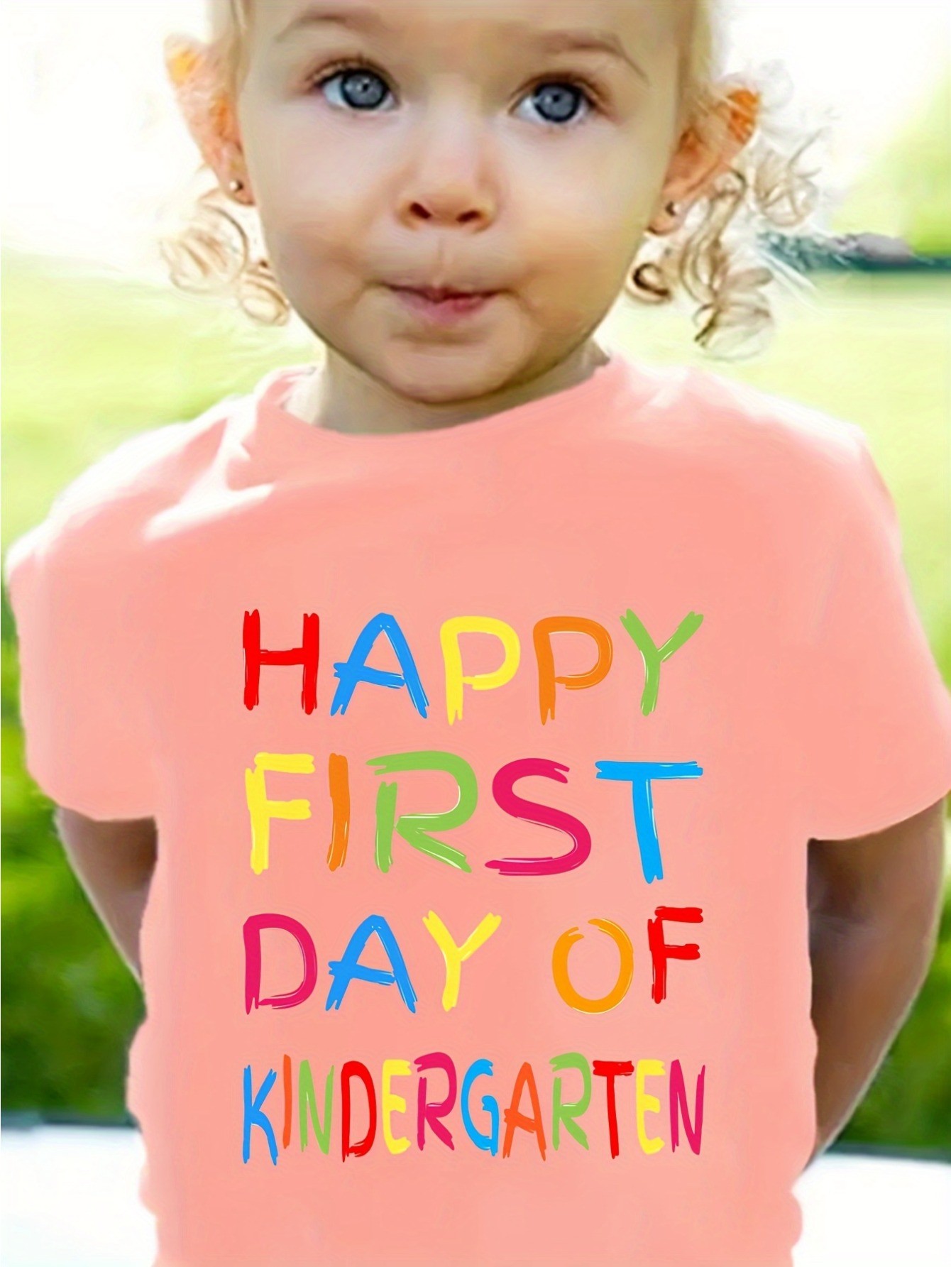 “Happy First Day Of The Kindergarten” Letter Print Creative T-Shirts ...