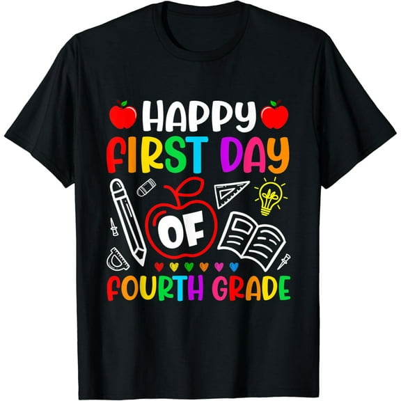 Happy First Day Of Fourth Grade Back To School Kid Boy Girl T-Shirt