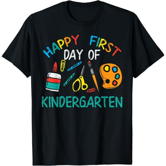 Happy First Day Of Kindergarten Back To Boys Girls Teacher T-Shirt,Black