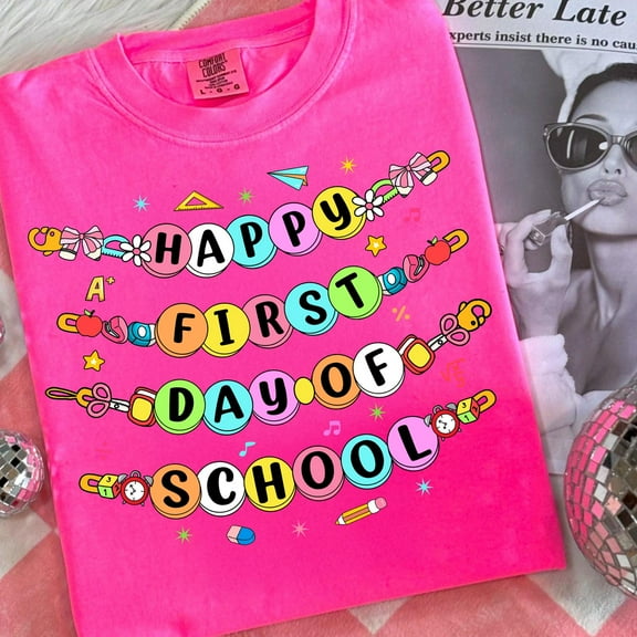 Happy First Day Of School Bracelet Tshirt, Back To School Tshirt, Teacher Tshirt, Preppy Back To School Tshirt, School Tshirt, Teacher Shirt