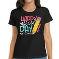 thumbnail image 1 of Happy First Day Of School Shirt Women Teacher Gift Shirts Appreciation T-Shirt Back To School Tee Top, 1 of 5