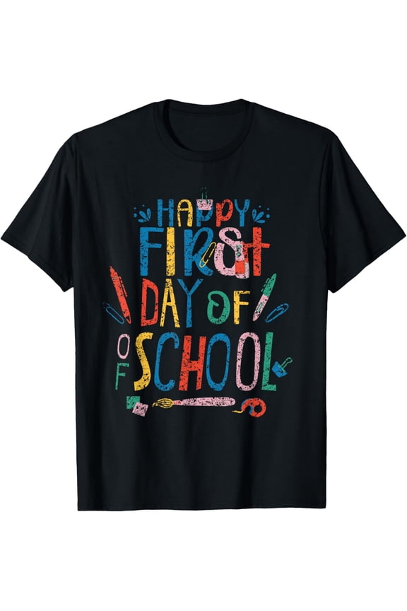 Happy First Day Of School Teacher Pupil Back To School Men Women T-Shirt