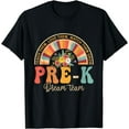 thumbnail image 1 of Happy First Day Pre-K Team Teacher Kids 60s 70s Hippie Retro T-Shirt, 1 of 3