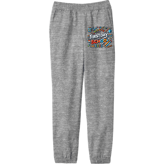 Happy First Day of School Adult Heather Gray Jogger Pants-Medium