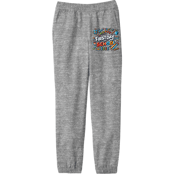 Happy First Day of School Adult Heather Gray Jogger Pants-Small