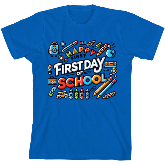 Happy First Day of School Adult Natural Crew Neck Short Sleeve Tee-3XL