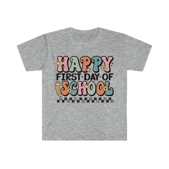 Happy First Day of School Retro Teacher T-shirt Vintage School Tee Shirts Large