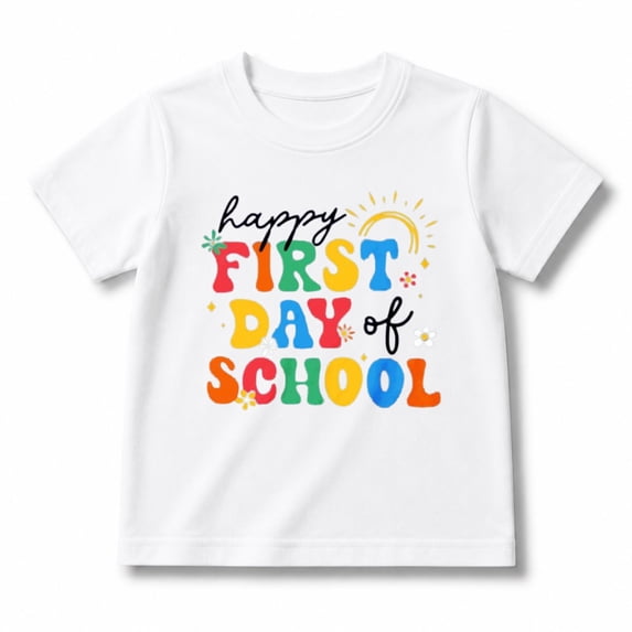 Happy First Day of School Shirts for Boys and Girls, Back to School Short Sleeve T-Shirts