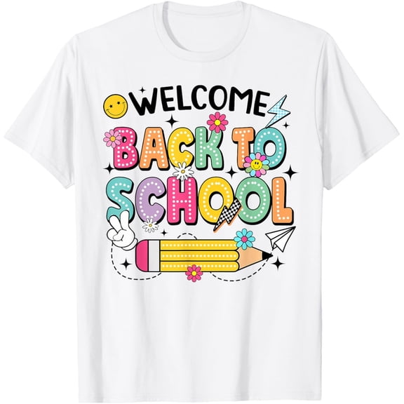 Happy First Day of School T-Shirt – Welcome Back Shirt for Girls, Kids, and Teachers