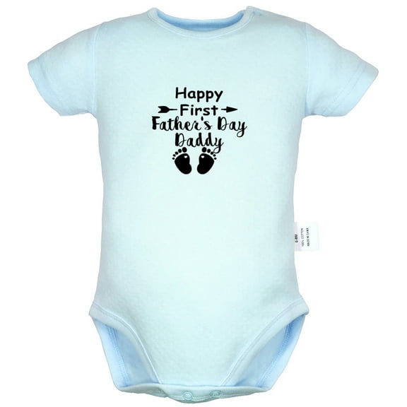 Happy First Father's Day Daddy Funny Rompers For Babies, Newborn Baby Unisex Bodysuits, Infant Jumpsuits, Toddler 0-24 Months Kids One-Piece Oufits (Blue, 0-6 Months)