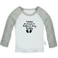 thumbnail image 1 of Happy First Father's Day Daddy Novelty T shirt For Baby, Newborn Babies T-shirts, Infant Tops, 0-24M Kids Graphic Tees Clothing (Long Gray Raglan T-shirt, 12-18 Months), 1 of 4