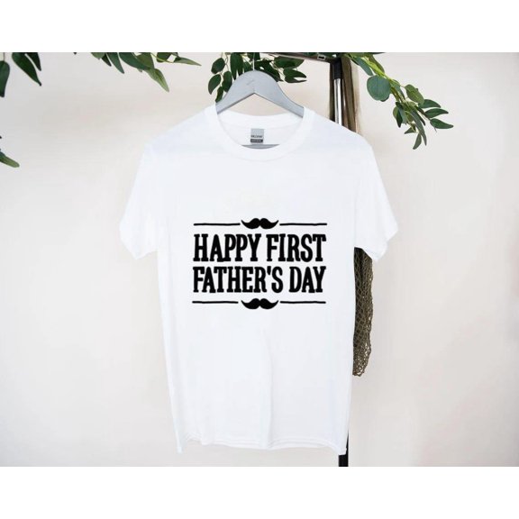 Happy First Father’s Day T-Shirt With Baby Love Art, for men & women, up to size 5XL