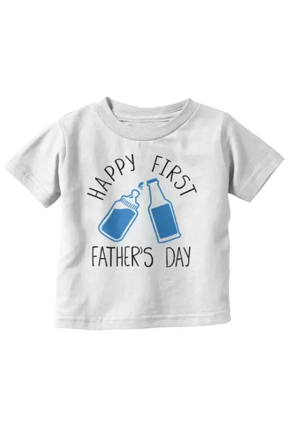 Happy First Fathers Day Dad Shower Gift Unisex Toddler T Shirt TODDLER SHORT SLEEVE TEE BELLA CANVAS 3001T