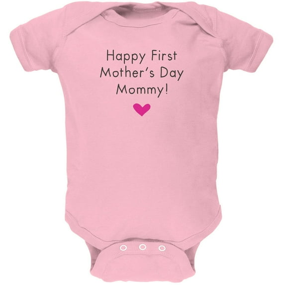 Happy First Mother's Day Mommy Light Pink Soft Baby One Piece - 0-3 months