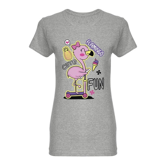 Happy Flamingo Shaped T-Shirt Women -Image by Shutterstock, Female Large