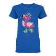 thumbnail image 1 of Happy Flamingo Skater Shaped T-Shirt Women -Image by Shutterstock, Female Medium, 1 of 2